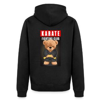 Lustiger kämpfender Bär Kampfsport Geschenk - Unisex Premium Bio Zip Hoodie - Schwarz - Hinten - Nico (187cm)
