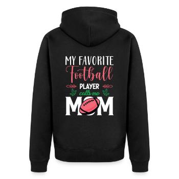Footballer Mutter Mom favorite Football Player - Unisex Premium Bio Zip Hoodie - Schwarz - Hinten - Nico (187cm)