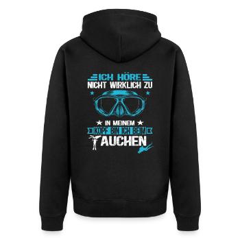 Taucher - Scuba Tauchen Spruch Tauchschule - Unisex Premium Bio Zip Hoodie - Schwarz - Hinten - Nico (187cm)