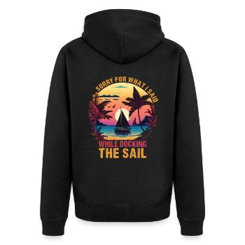 Retro Segelboot Segler Kapitän Geschenk - Unisex Premium Bio Zip Hoodie - Schwarz - Hinten - Nico (187cm)