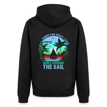 Retro Segelboot Segler Kapitän Geschenk - Unisex Premium Bio Zip Hoodie - Schwarz - Hinten - Nico (187cm)