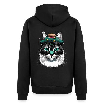 cottagecore aesthetic cats mushroom gift - Unisex Premium Organic Zip Hoodie - black - Back - Nico (187cm)