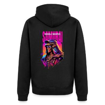 Samurai Cyber Warrior Geschenk - Unisex Premium Bio Zip Hoodie - Schwarz - Hinten - Nico (187cm)