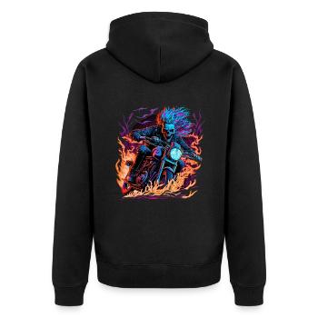 Ghostrider Illustration Motorcycle Synthwave Art - Unisex Premium Organic Zip Hoodie - black - Back - Nico (187cm)
