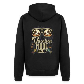 Urlaubsmodus Sommer Ferien Arbeit Abschlussfahrt - Unisex Premium Bio Zip Hoodie - Schwarz - Hinten - Nico (187cm)