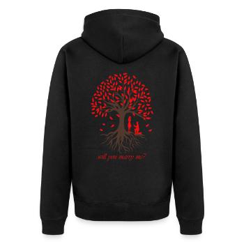 Demande en mariage Arbre de vie amoureuse - Veste à capuche bio Premium Unisexe - noir - Dos - Nico (187cm)