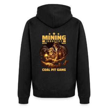 Goldgräber Bergarbeiter Bergleute Bergmann - Unisex Premium Bio Zip Hoodie - Schwarz - Hinten - Nico (187cm)