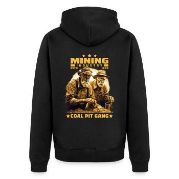 Goldgräber Bergarbeiter Bergleute Bergmänner - Unisex Premium Bio Zip Hoodie - Schwarz - Hinten - Nico (187cm)