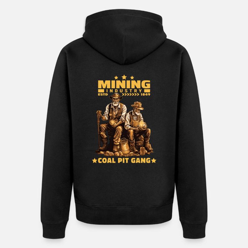 Goldgräber Bergarbeiter Bergleute Bergmänner - Unisex Premium Bio Zip Hoodie - Schwarz