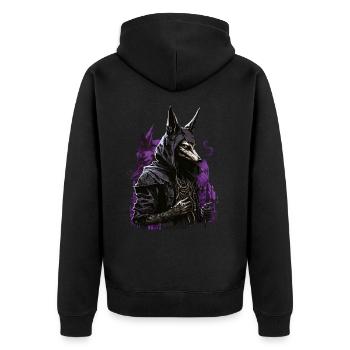 Anubi's God of the Dead Futuristic Gift - Unisex Premium Organic Zip Hoodie - black - Back - Nico (187cm)