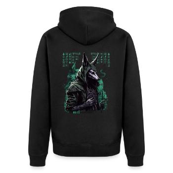 Egypt Anubis God of the Dead Futuristic Gift - Unisex Premium Organic Zip Hoodie - black - Back - Nico (187cm)