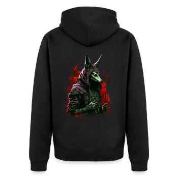 Anubi's God of the Dead Futuristic Gift - Unisex Premium Organic Zip Hoodie - black - Back - Nico (187cm)