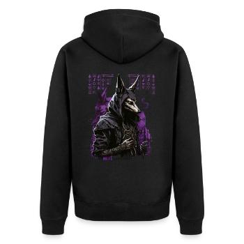 Egypt Anubi's God of the Dead Futuristic Gift - Unisex Premium Organic Zip Hoodie - black - Back - Nico (187cm)