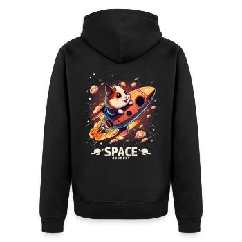 Astronaut Hamster Hamster Lover Space Design - Unisex Premium Organic Zip Hoodie - black - Back - Nico (187cm)