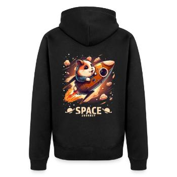 Space Hamster Hamster Lover Space Design - Unisex Premium Organic Zip Hoodie - black - Back - Nico (187cm)