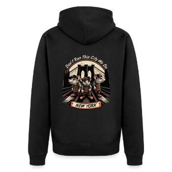 New York City Brooklyn Bridge Ratten Rattenplage - Unisex Premium Bio Zip Hoodie - Schwarz - Hinten - Nico (187cm)