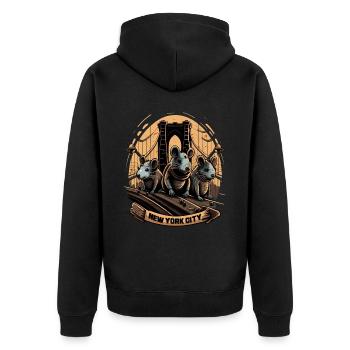 New York City Brooklyn Bridge Rat Plague - Veste à capuche bio Premium Unisexe - noir - Dos - Nico (187cm)