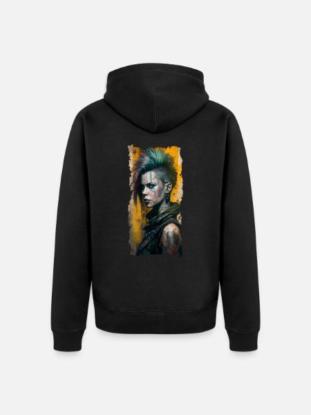 Tatuaż Punk Rock Dziewczyna Punkrock - Ekologiczna rozpinana bluza z kapturem Premium unisex - czarny