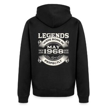 55e anniversaire Homme May né en 1968 Légendaire - Veste à capuche bio Premium Unisexe - noir - Dos - Nico (187cm)