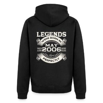 17th Birthday Man May Vintage 2006 Legendary - Unisex Premium Organic Zip Hoodie - black - Back - Nico (187cm)