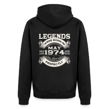 49e anniversaire Homme May né en 1974 Légendaire - Veste à capuche bio Premium Unisexe - noir - Dos - Nico (187cm)