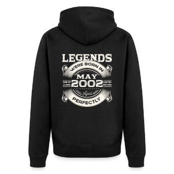 21st Birthday Man May Vintage 2002 Legendary - Unisex Premium Organic Zip Hoodie - black - Back - Nico (187cm)