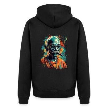 Friedensnobelpreisträger Mahatma Gandhi Geschenk - Unisex Premium Bio Zip Hoodie - Schwarz - Hinten - Nico (187cm)