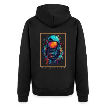 Astronaute abstrait coloré dans l’espace - Veste à capuche bio Premium Unisexe - noir - Dos - Nico (187cm)