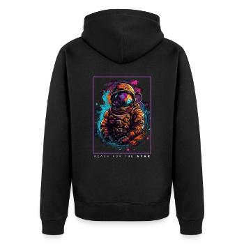 Astronaute abstrait coloré dans un cadeau spatial - Veste à capuche bio Premium Unisexe - noir - Dos - Nico (187cm)