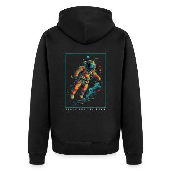 Astronaute abstrait coloré dans l’espace - Veste à capuche bio Premium Unisexe - noir - Dos - Nico (187cm)