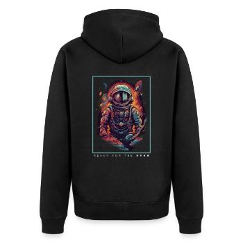 Astronaute abstrait coloré dans l’espace - Veste à capuche bio Premium Unisexe - noir - Dos - Nico (187cm)