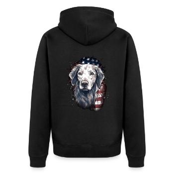 Hund Amerikanische Flagge stolzer Hundeliebhaber - Unisex Premium Bio Zip Hoodie - Schwarz - Hinten - Nico (187cm)
