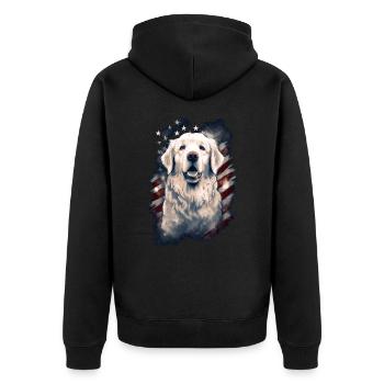 Hund Amerikanische Flagge stolzer Hundeliebhaber - Unisex Premium Bio Zip Hoodie - Schwarz - Hinten - Nico (187cm)