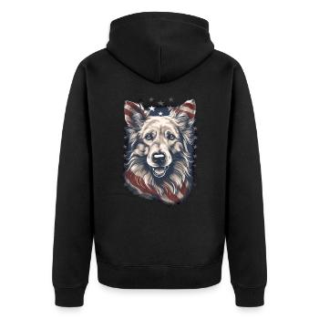 Schäferhund Amerikanische Flagge stolzer Hund - Unisex Premium Bio Zip Hoodie - Schwarz - Hinten - Nico (187cm)