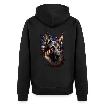 Schäferhund Amerikanische Flagge stolzer Hund - Unisex Premium Bio Zip Hoodie - Schwarz - Hinten - Nico (187cm)