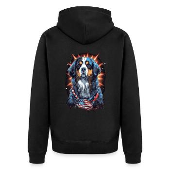 Hund Amerikanische Flagge stolzer Hundeliebhaber - Unisex Premium Bio Zip Hoodie - Schwarz - Hinten - Nico (187cm)