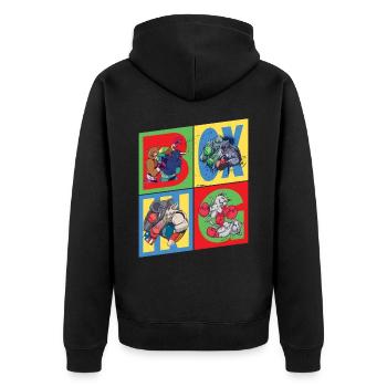 Boxing Boxer Boxing Match Sport Animals Cartoon Comic - Unisex Premium Organic Zip Hoodie - black - Back - Nico (187cm)
