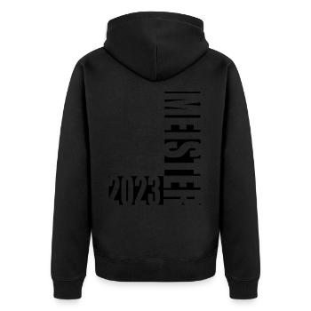 Meister 2023 Aufstiegstrikot Aufstieg 23 - Unisex Premium Bio Zip Hoodie - Schwarz - Hinten - Nico (187cm)