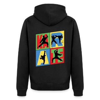 Karate Karateka Kampsport Kampfkunst Kämpfen Sport - Unisex Premium Bio Zip Hoodie - Schwarz - Hinten - Nico (187cm)