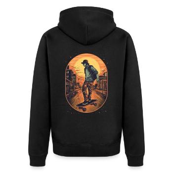 Skateboarders - Unisex Premium Organic Zip Hoodie - black - Back - Nico (187cm)