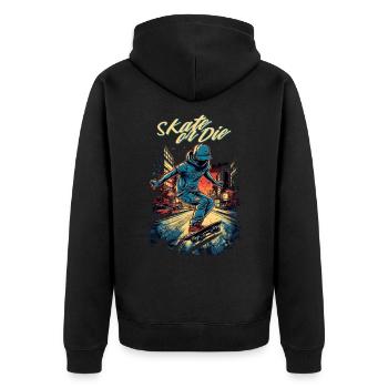 Skateboarder Skateboard Skate Skater - Unisex Premium Bio Zip Hoodie - Schwarz - Hinten - Nico (187cm)