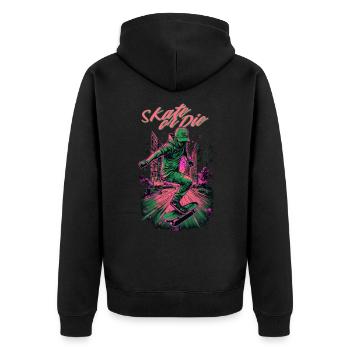 Skateboarder Skateboard Skate Skater - Unisex Premium Bio Zip Hoodie - Schwarz - Hinten - Nico (187cm)