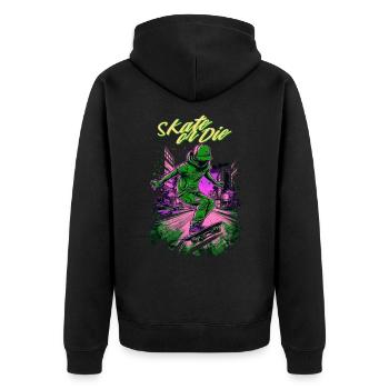 Skateboarder Skateboard Skate Skater - Unisex Premium Bio Zip Hoodie - Schwarz - Hinten - Nico (187cm)