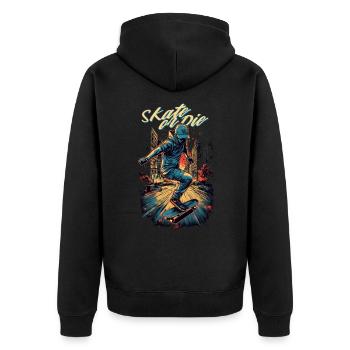 Skateboarder Skateboard Skate Skater - Unisex Premium Bio Zip Hoodie - Schwarz - Hinten - Nico (187cm)