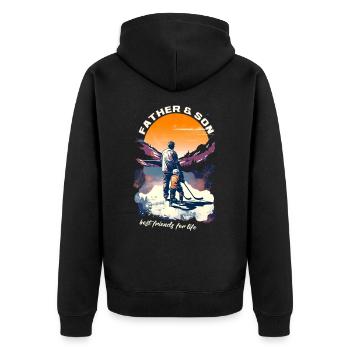 Vater und Sohn Eishockey Vatertags Geschenk - Unisex Premium Bio Zip Hoodie - Schwarz - Hinten - Nico (187cm)