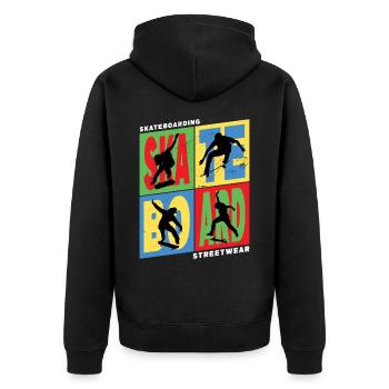 Skateboarding Skate Skater Skateboard Sk8 Vintage - Unisex Premium Bio Zip Hoodie - Schwarz - Hinten - Nico (187cm)