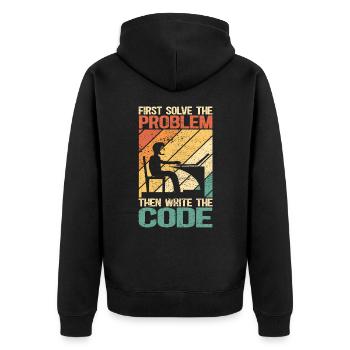 Développeur logiciel Programmeur Programmation - Veste à capuche bio Premium Unisexe - noir - Dos - Nico (187cm)