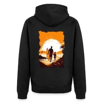 Père et fils surfeur cadeau surfeur - Veste à capuche bio Premium Unisexe - noir - Dos - Nico (187cm)