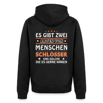 Schlosser Geschenk - zwei Arten von... Design - Unisex Premium Bio Zip Hoodie - Schwarz - Hinten - Nico (187cm)