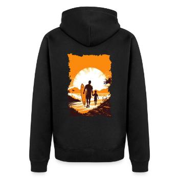Père et fils surfeur cadeau surfeur - Veste à capuche bio Premium Unisexe - noir - Dos - Nico (187cm)